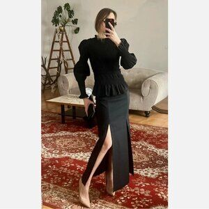Zara ZW Collection Slit Wool Midi Skirt